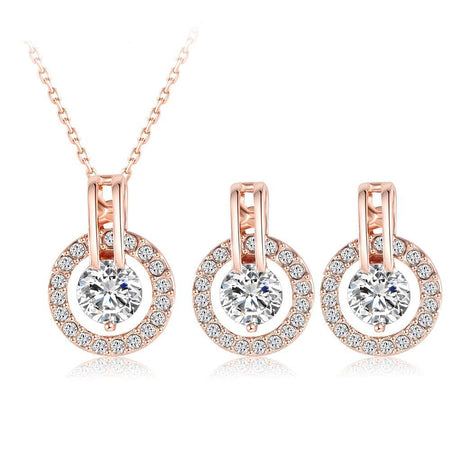 Women's Heart Jewelry Set - Pendant Necklace with Earrings. Great Gift!