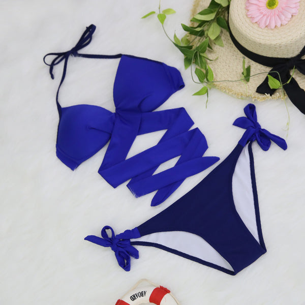 2018 Meridia Criss Cross Bandage Style Bikini, Low Waist Bikini Set.
