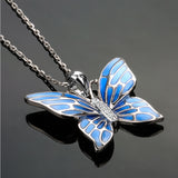 100% Platinum Plated 925 Sterling Silver Blue Butterfly Pendants & Necklaces.