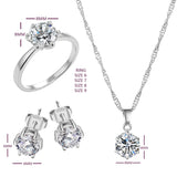 Silver Color Cubic Zircon Statement Necklace, Ring & Earrings Set.