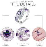 Heart Cut Design Multicolor & Purple White Silver Color Ring. Perfect Gift!