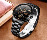 LIGE Watches, Men Luxury Brand Chronograph, Waterproof Full Steel Quartz Men's Watch.