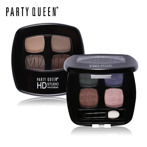 Party Queen Nude Color Quad Eyeshadow Palette With Mirror Brush Makeup Glitter Shimmer Matte Smokey Glamorous Eyes Shadow Kit