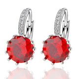 Fashion Alloy Silver Color Crystals Hoop Earrings  With Swarovski Crystal Stone. Great Gift!