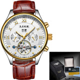 LIGE Mechanical Watches, Men Luxury Brand Chronograph, Waterproof Full Steel Quartz Men's Watch.