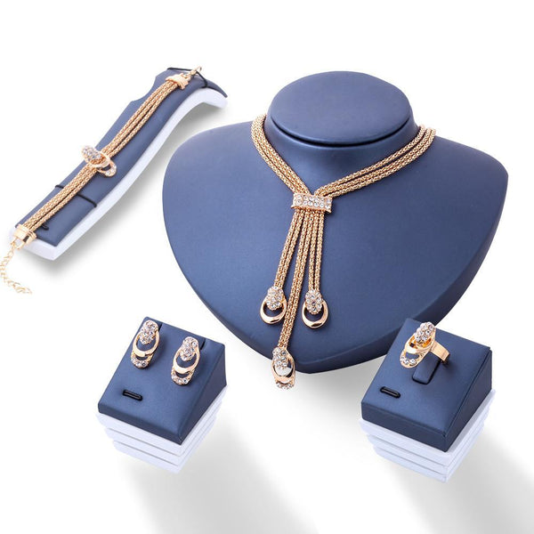  Crystal Necklace, Earring, Bracelet & Ring Set.