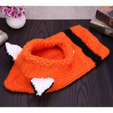 New Design Cute Baby Fox Style 3D Ears Button Knitted Hat With Scarf. Great Gift!