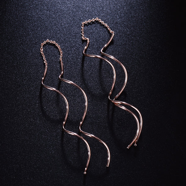 Women Fashion Spiral Earrings, Ear Line Rose Gold Color, Earrings Jewelry.