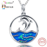 925 Sterling Silver Dolphin Necklaces For Women Blue Sea Fish Necklaces & Pendants