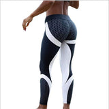 Mesh Pattern Fashion Fitness Leggings For Women, Spandex & Polyester