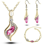 Elegant Luxury Design Fashion 18k Rose Gold Plated Colorful Crystal Jewelry Sets.