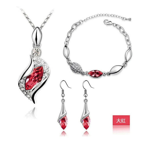 Elegant Luxury Design Fashion 18k Rose Gold Plated Colorful Crystal Jewelry Sets.