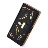 Women's Long Leather Card Holder Purse Zipper Buckle Elegant Clutch Wallet.