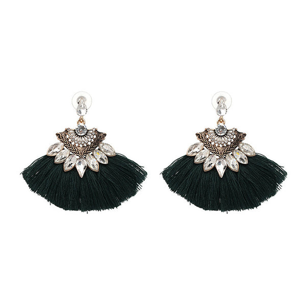 Chic And Stunning Bohemian Geometric Crystal Style Womens Statement Tassels Earrings.