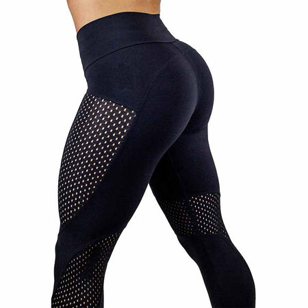 Mesh Pattern Fashion Fitness Leggings For Women, Spandex & Polyester