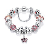 Antique Silver Plated Original Women Charm Bracelet & Bangle With Austrian Crystals.