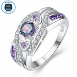 Heart Cut Design Multicolor & Purple White Silver Color Ring. Perfect Gift!